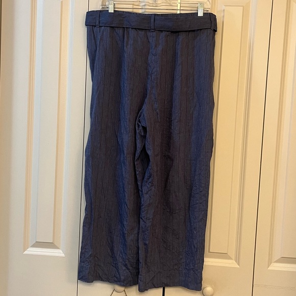 J Jill Wide Leg Striped Linen Stretch Pants Size L - Picture 1 of 13